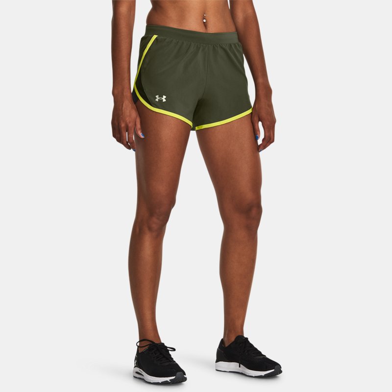 Pantalón corto Under Armour Fly-By 2.0 para mujer Marine OD Verde / Lime Amarillo / Reflectante XS